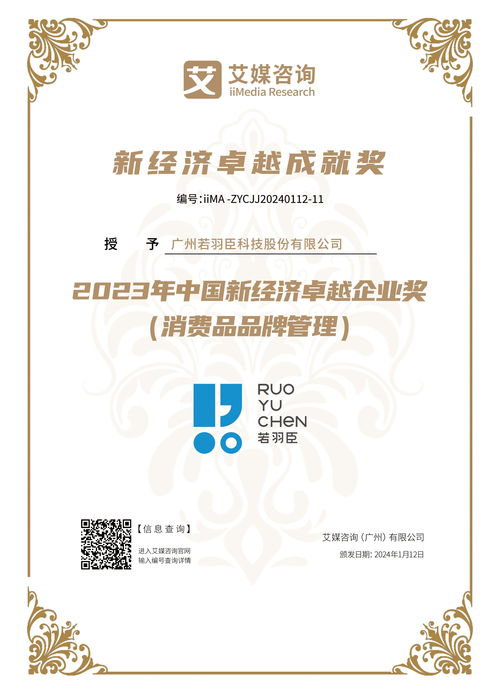 2023年新經(jīng)濟(jì)行業(yè)年度巔峰榜發(fā)布,若羽臣榮獲2023年中國(guó)消費(fèi)品品牌管理卓越企業(yè)獎(jiǎng)項(xiàng)
